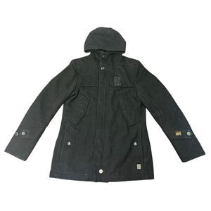G Star Raw Wool Jacket Womens Parka Hooded 3301 Black Size:M